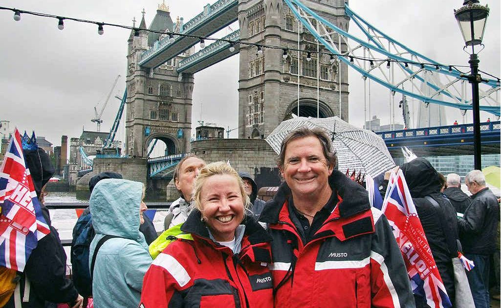 Karen and Rob Oberg in soggy London for the jubilee river pageant. Karen and Rob Oberg in soggy London for the jubilee river pageant.
